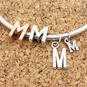 5/$25 ❤ SILVER LETTER M INTIAL ALPHABET CZ CHARM FOR PANDORA BRACELETS